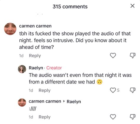 carmen-rae leak|Rae commented on tiktok: the audio from that night was ...